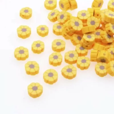 Beads For Jewellery Making Clay Flower Polymer Clay Daisy Yellow 20pcs • £2.99