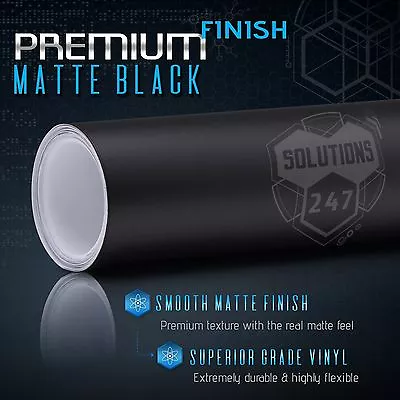 24  X 60  In Matte Flat Black Vinyl Wrap Sheet Decal Bubble Free Air Release (A) • $14.95