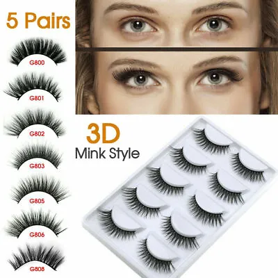 $6.99 • Buy 5 Pairs Fake Eyelashes Eye Lashes 3D Mink Natural Thick False Makeup Extension
