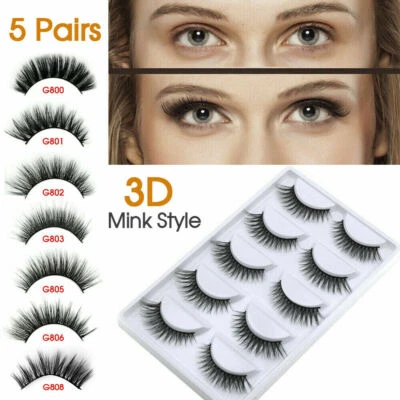 $6.99 • Buy 5 Pairs Fake Eyelashes Eye Lashes 3D Mink Natural Thick False Makeup Extension