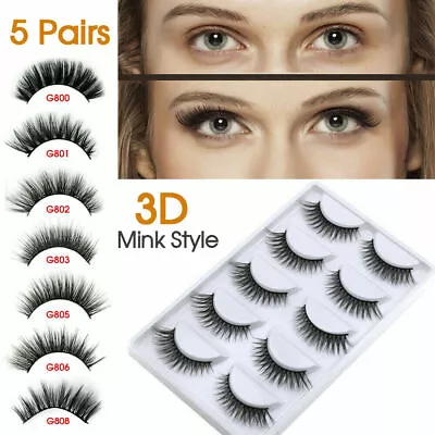 5 Pairs Fake Eyelashes Eye Lashes 3D Mink Natural Thick False Makeup Extension • $6.99