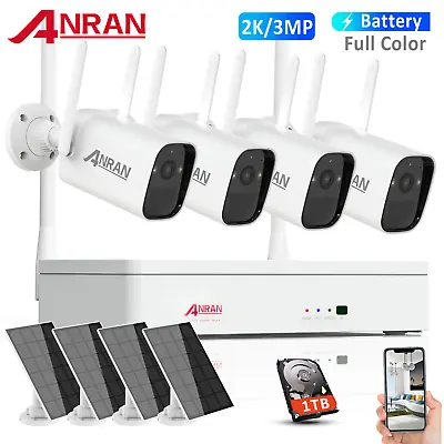 ANRAN Solar Battery Wireless Security Camera System Outdoor 2Way Audio 1TB 3MP  • $399.95