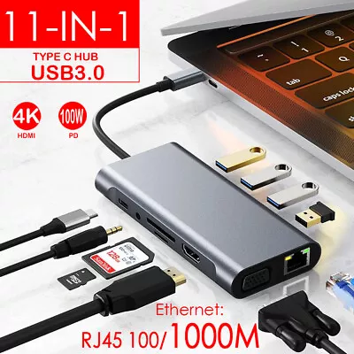 $9.49 • Buy 11in1 USB-C Type C RJ45 HDMI USB 3.0 HUB SD Adapter For MacBook Pro IPad Pro Lot