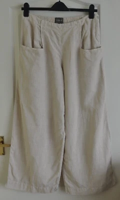 £55 • Buy Oska Linen Trousers Wide Leg Size 3 (14 - 16 UK) Stone Cream Beige Lagenlook