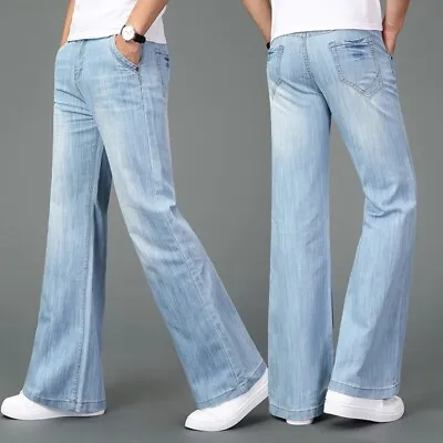 £29.80 • Buy Vintage Men's Flared Jeans 60s 70s Bell Bottom Denim Trousers Pants Retro Blue