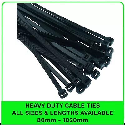 Black Cable Ties  Zip Ties Long Short  Small Thick Thin Long Heavy Duty • £0.99