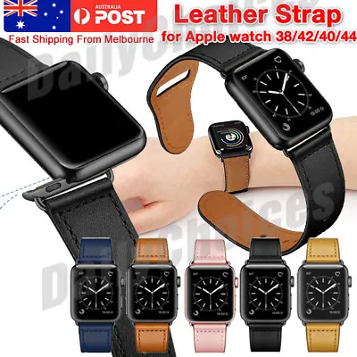 $9.95 • Buy Genuine Leather Strap IWatch Band For Apple Watch Series 7 6 5 4 3 21 SE 40 44mm