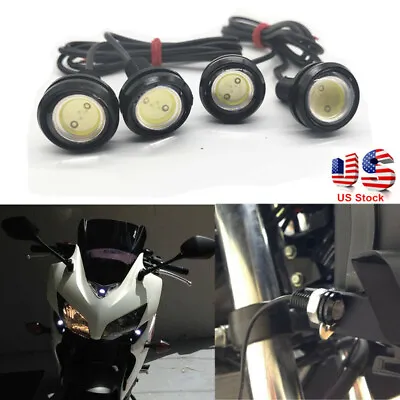 $14.34 • Buy 4 White Motorcycle LED Plate Accent Bolt Street Bike Auxiliary Fog Driving Light