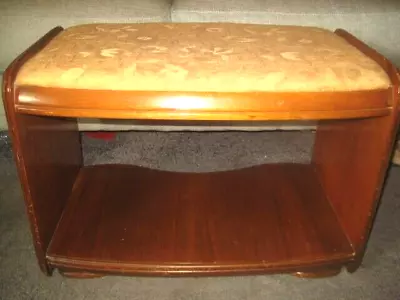 Vintage Art Deco Vanity Stool Bench Dressing Waterfall Design 1950s Wood • $249.95