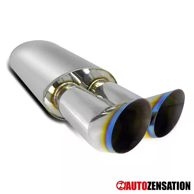 Dual Slant Burn Tip DTM Style Weld On Exhaust Muffler BMW E36 E46 E90 E39 E60 • $44.99