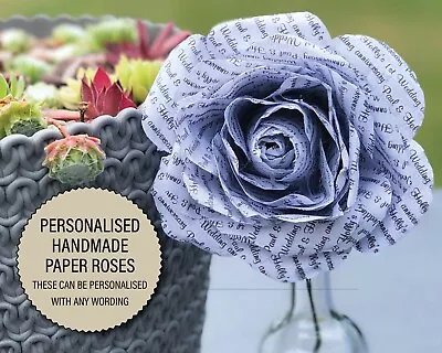 Personalised Paper Flower Rose Handmade Wedding Favour Gift 1st Anniversary 086 • £31.23