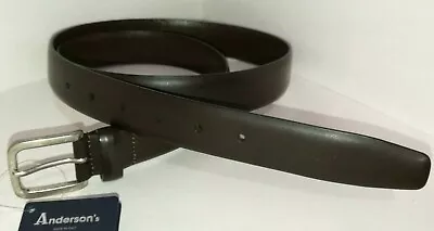 £59.99 • Buy ANDERSONS ITALIAN BROWN LEATHER MENS BELT SILVER BUCKLE HANDMADE 110cm 42  BNWT