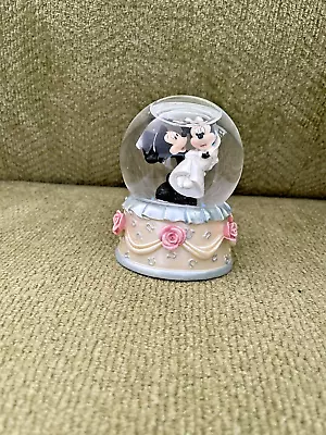 Mickey & Minnie Mouse Bride And Groom Small Snow Globe - EUC • $15