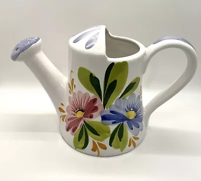 Vintage Floral Hand Painted Ceramic Water Pitcher From Italy  • $18.52