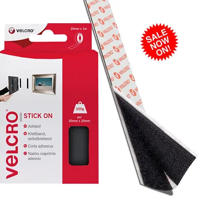 Sticky Wall Tape Velcro Wall Hook Loop Double Sided Adhesive Strong Tape Stick • £4.98