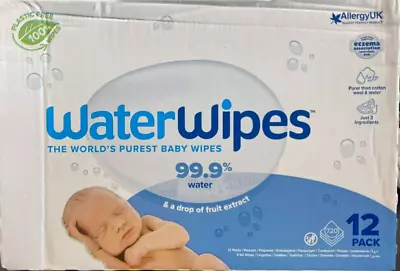 WaterWipes Newborn Baby Wet Wipes Biodegradable 12 Pack X 60 Pull Dispenser • $79.55