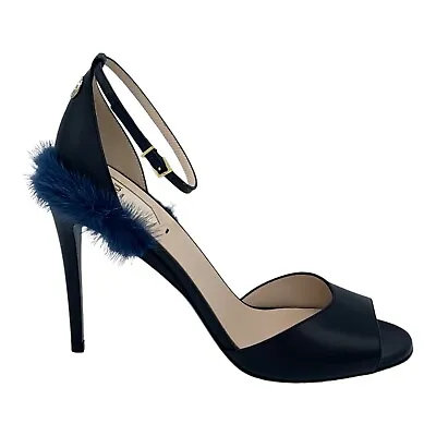 FENDI WOMEN SHOES PUMP HEELS LEATHER MINK FUR IN BLACK STYLE RN 14679 Size EU40 • $479.20