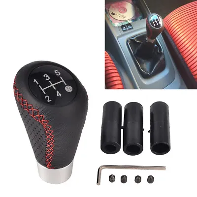 $25.29 • Buy 5 Speed Leather Black Red Universal Manual Car Gear Stick Shift Knob Shifter