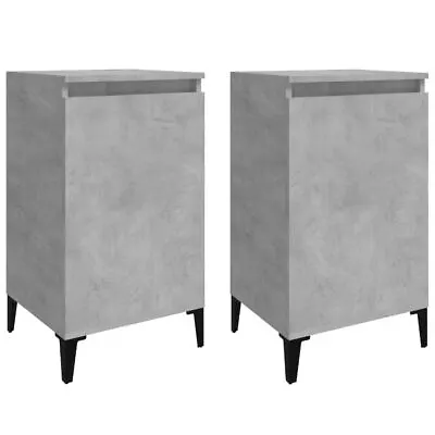 2x Bedside Tables Wooden Drawers Storage Side Cabinets Nightstand Concrete Grey • $102.88