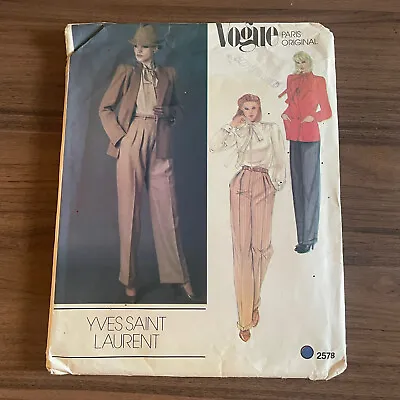 Vintage Sewing Pattern Vogue Paris Original Yves Saint Laurent #2578 Sz 12 UNCUT • $30