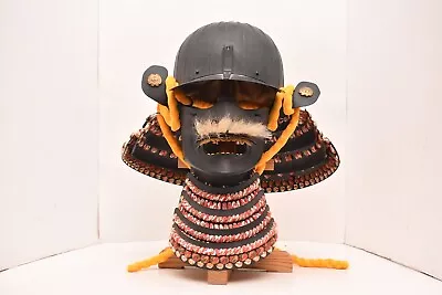 Wearable Japanese Samurai Yoroi Armor Helmet Kabuto Menpo Handmade W Wood Stand • $540.16