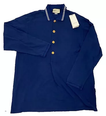 $924.28 • Buy $1,000 Gucci Oversized Cotton Long Sleeve Polo Shirt Size Large Made In Italy