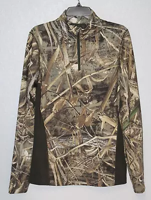 Under Armour Cold Gear Scent Control 1/4 Zip Hunting Realtree Camo LARGE Fitted • $26.99