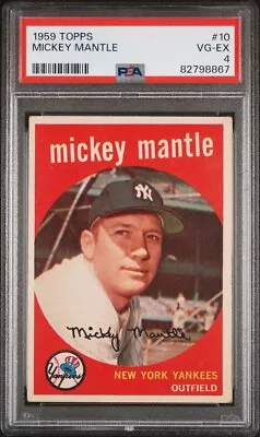 1959 Topps Mickey Mantle PSA 4 VG-EX (JUST GRADED) #10 Yankees ~8867 • $825