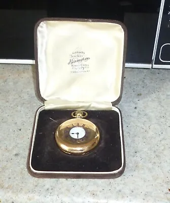 £49.99 • Buy Boxed Vintage 14ct Gold Half Hunter Pocket Watch 17 Jewels  In Working Order