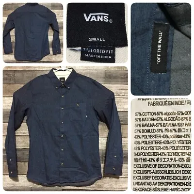 $17.99 • Buy Vans Flannel Men’s S Blue Button Up Shirt Subtle Polka Dot Tailored Fit (A6)