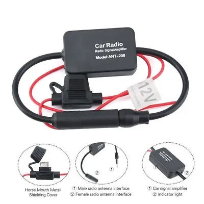 Universal FM/AM Signal Amplifier 12V Car Radio Signal Booster Din Aerial Antenna • £9.99