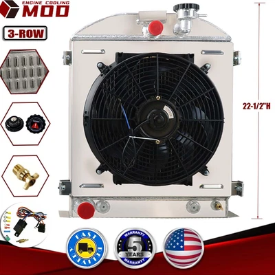 $209 • Buy 3-row Radiator+shroud Fan Fit 1930-1932 Ford Hi-boy Hot Rod Grill Shells Ford V8