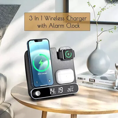 $43.99 • Buy 3 In 1 Wireless Charger Dock Fast Charging Station For IPhone Apple Watch AirPod