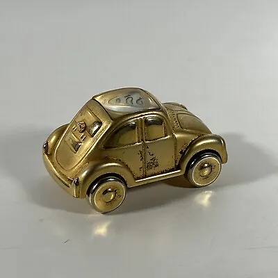 Elgin Volkswagen VW Beetle Bug Collectible Mini Clock Gold Tone Desk Paperweight • $12.77