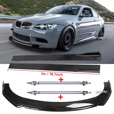 Front Bumper Lip Splitter + Side Skirt +Strut Rods For 3-Series E90 E91 F30 F31 • $159.89