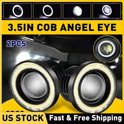 2X 3.5  Inch Car Projector LED Fog Light COB Halo Angel Eye Ring Bulb Lamp DRL • $19.94