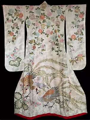 Antique Japanese Silk Wedding Kimono Vintage Embroidered Uchikake 12 Colors Show • $799