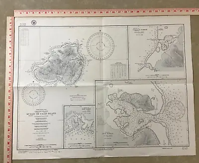 Hydrographic Chart Caroline Islands Kusaie Or Ualan Island N. Pacific Ocean WW2 • $19.99