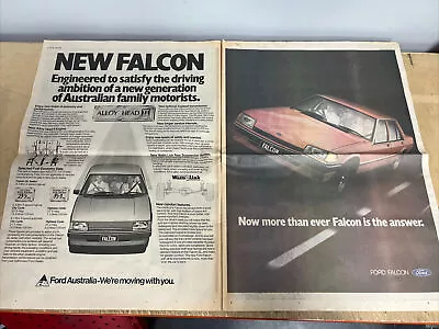 Vintage Newspaper Poster Advert New Ford Falcon Gl Xd 1982 Mancave Muscle Petrol • $24.99