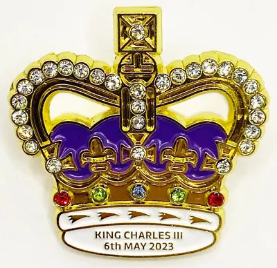 £4.95 • Buy Coronation Pin Badge - King Charles III - Gold Plated Badge - St Edward Crown