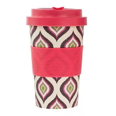 Red Reusable Eco Bamboo Composite Travel Mug With Heat Shield & Screw Top Lid • £9.99