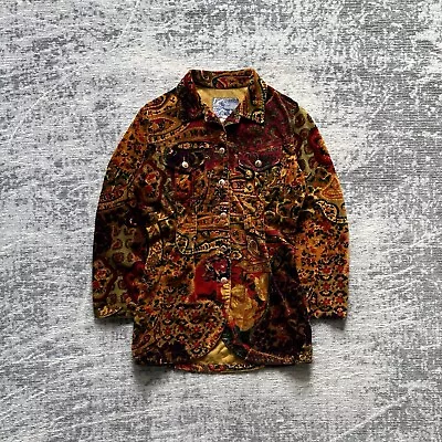 Vintage Early 90s Kenzo Floral Velvet Overcoat   • $126.33