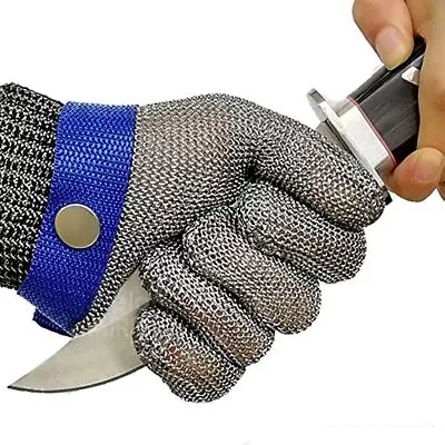 Cut Proof Stab Resistant Glove Stainless Steel Metal Mesh Butcher Safety Gloves • £10.79