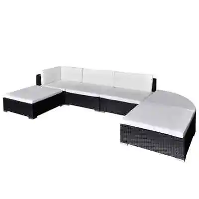 $706.99 • Buy 6 Piece Garden Lounge Set With Cushions Poly Rattan Black VidaXL