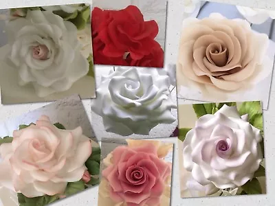 £9.50 • Buy Single Medium Wired Rose, Sugar Paste Flower, Cake Topper, Wedding Decoration
