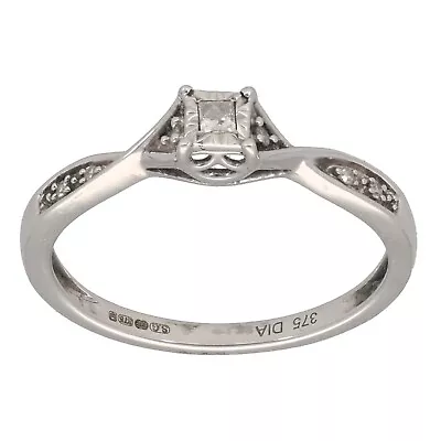9ct Gold Diamond Ring 1.53g Solitaire With Accents Size M - Fully Hallmarked • £65