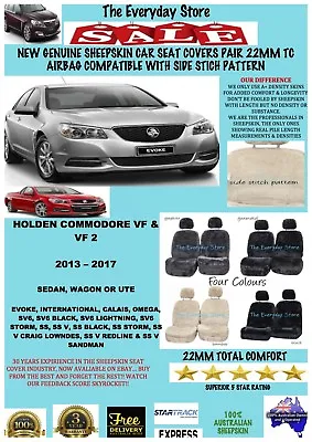 Holden Commodore VF/VF2 13-19 Genuine Sheepskin Car Seat Covers Pr 22MM AbagSafe • $235