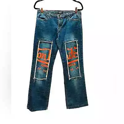 VON DUTCH Vintage 90s Jeans Size 32 Patches Wide Legs Bohemian 100% Cotton • $165