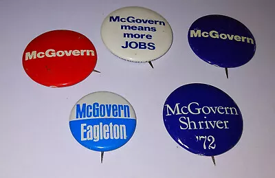1972 Lot GEORGE MCGOVERN PRESIDENT Campaign Eagleton Then Shriver + Jobs 5 Pins • $8.50