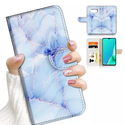 ( For Samsung S7 ) Wallet Flip Case Cover AJ23666 Blue Marble • $12.99